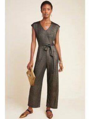 bishop + young Black Jumpsuit with V-Neck and Tie Waist